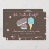 Eiscreme Scoop und Eiscreme Sandwich Confetti Einladung (Vorne/Hinten)