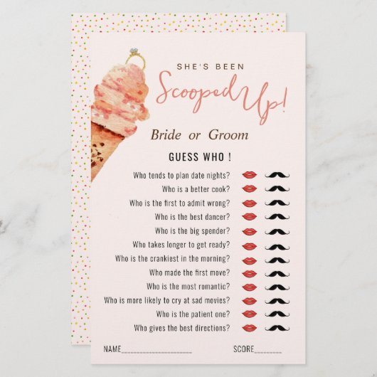 Eiscreme Scooped up Guess Who Showspiel (Vorne/Hinten)
