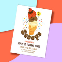 Eiscreme Scoops Kinder 3. Geburtstag Party lädt ei