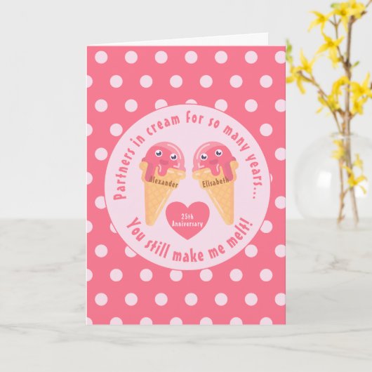 Eiscreme Scoops Niedlich Romantischer Valentinstag Karte (Gelbe Blume)