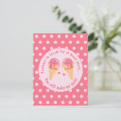 Eiscreme Scoops Niedlich Romantischer Valentinstag Postkarte (Stehend Vorderseite)