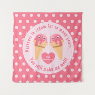 Eiscreme Scoops Niedlich Romantischer Valentinstag Wandteppich