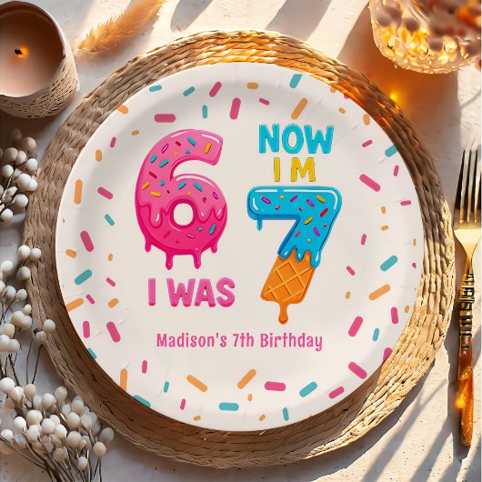 Eiscreme Sechs Sieben 67 Geburtstag Papierplatte Pappteller