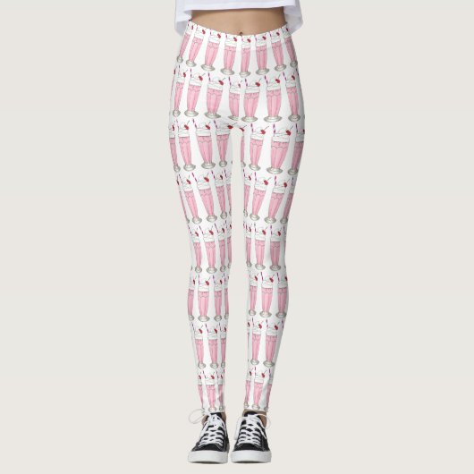 Eiscreme Shoppe Erdbeere Rosa Milkshake Feinschmec Leggings (Vorderseite)