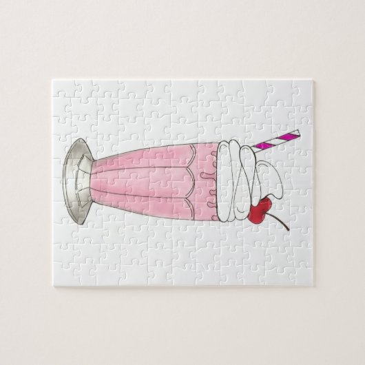 Eiscreme Shoppe Erdbeere Rosa Milkshake Feinschmec Puzzle (Horizontal)