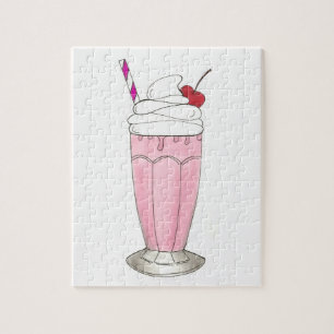 Eiscreme Shoppe Erdbeere Rosa Milkshake Feinschmec Puzzle