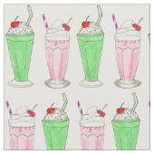 Eiscreme Shoppe Pink Green Shake Milkshake Print Stoff (Nahaufnahme)