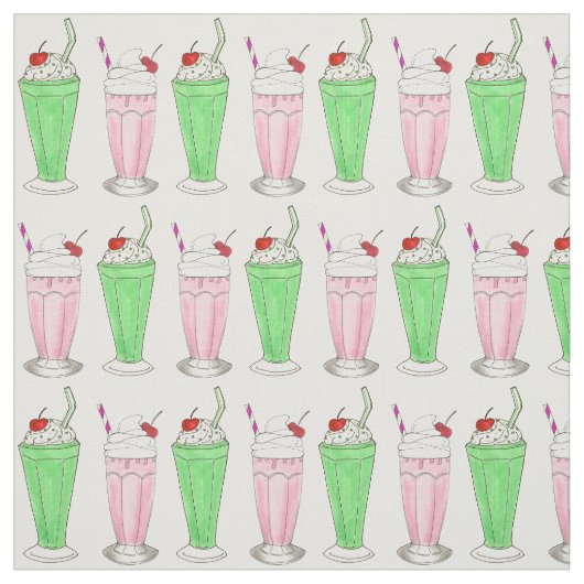 Eiscreme Shoppe Pink Green Shake Milkshake Print Stoff (Muster)