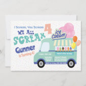 Eiscreme Sie schreien Vierten Geburtstag Einladung (Vorderseite)