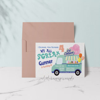 Eiscreme Sie schreien Vierten Geburtstag Einladung