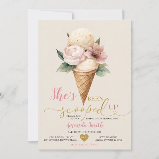 Eiscreme Sie wurde ins Brautparty geschleudert Einladung (Vorderseite)