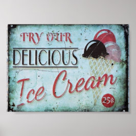 Eiscreme-Sign Antiquitätenmuseum Poster