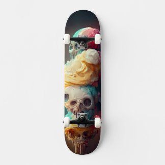 Eiscreme-Skateboard - Abstraktes Schädeldesign Skateboard