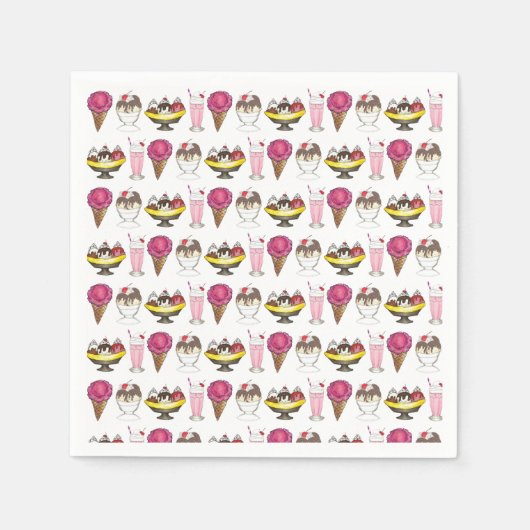 Eiscreme Social Banana Split Sundari Cone Shake Serviette (Vorderseite)