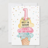 Eiscreme Social Hier ist der erste Schuh Geburtsta Einladung (Vorderseite)