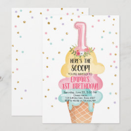 Eiscreme Social Hier ist der erste Schuh Geburtsta Einladung