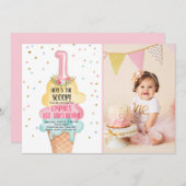 Eiscreme Social Hier ist der erste Schuh Geburtsta Einladung (Vorne/Hinten)