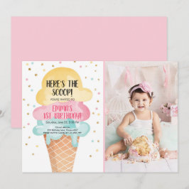 Eiscreme Social Hier ist der Scoop Pink Confetti Einladung