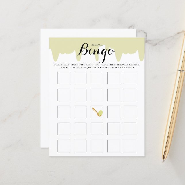 Eiscreme Social Pistachio Bridal Bingo Game (Vorderseite/Rückseite Beispiel)