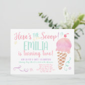 Eiscreme Social Watercolor Einladung zum Geburtsta (Stehend Vorderseite)