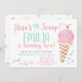 Eiscreme Social Watercolor Einladung zum Geburtsta (Vorne/Hinten)
