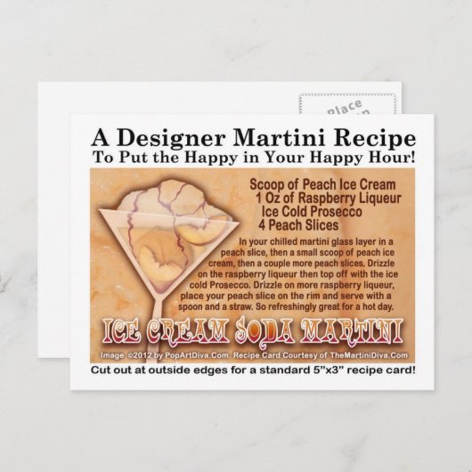 Eiscreme Soda Martini Rezept Postkarte (Vorne/Hinten)