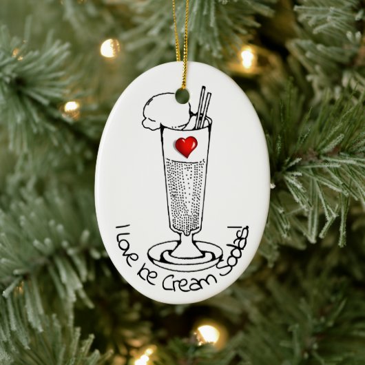 Eiscreme-Sodawasser-Tag Keramik Ornament (Baum)