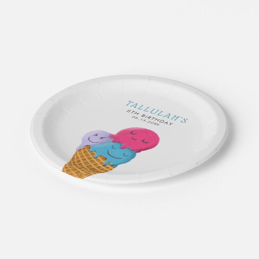 Eiscreme Sommer Geburtstagsparty Pappteller (Schrägansicht)