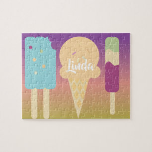 Eiscreme Sommer Ombre Regenbogen Bunt Kinder Kunst Puzzle
