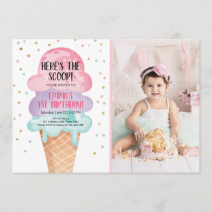 Eiscreme-Sommerfest Hier ist der Clou Pinke Konfet Einladung