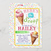 Eiscreme Sommerwasserfarbe Einladung zum Geburtsta (Vorne/Hinten)