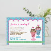 Eiscreme-Sonntags-Geburtstags-Party Einladung (Stehend Vorderseite)