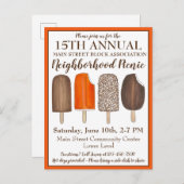 Eiscreme Sozialgeburt Party Popsicles Picnic Einladungspostkarte (Vorne/Hinten)