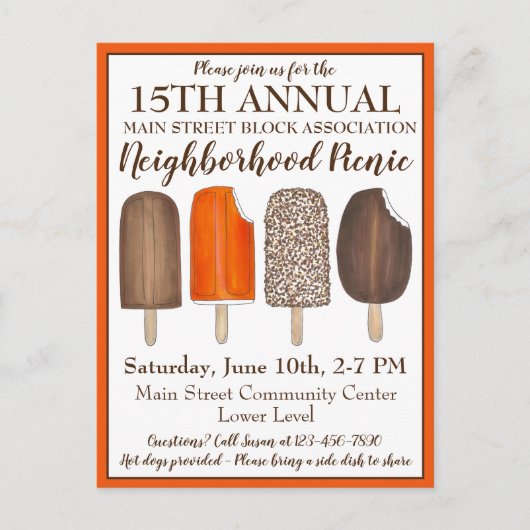 Eiscreme Sozialgeburt Party Popsicles Picnic Einladungspostkarte (Vorderseite)