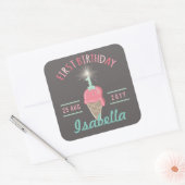 Eiscreme Sparkler 1. Geburtstag Party Geschenktag Quadratischer Aufkleber (Umschlag)