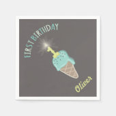Eiscreme Sparkler 1. Geburtstag Party Paper Napkin Serviette (Vorderseite)