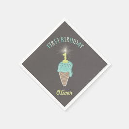 Eiscreme Sparkler 1. Geburtstag Party Paper Napkin Serviette