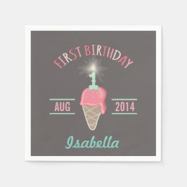Eiscreme Sparkler 1. Geburtstag Party Paper Napkin Serviette