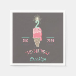 Eiscreme Sparkler 2. Geburtstag Party Paper Napkin Serviette