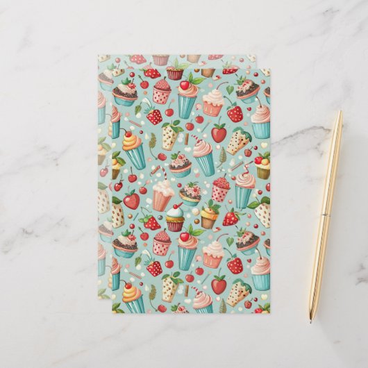 Eiscreme Spaß Briefpapier (Vorderseite/Rückseite Beispiel)