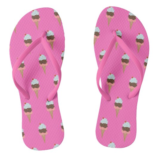 Eiscreme Spaß Pink Flip Flops Badesandalen (Fußbett)