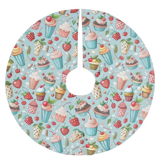 Eiscreme Spaß Polyester Weihnachtsbaumdecke (Vorderseite)