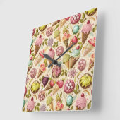 Eiscreme Spaß Quadratische Wanduhr (Winkel)