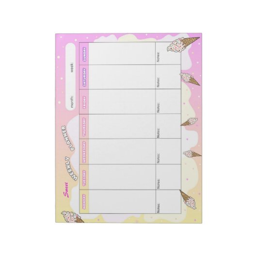 Eiscreme-Splash Notizblock (Rotiert)