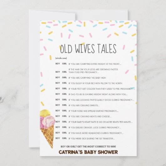 Eiscreme Sprinkle Babydusche - bearbeitungsbarer N Einladung (Vorderseite)