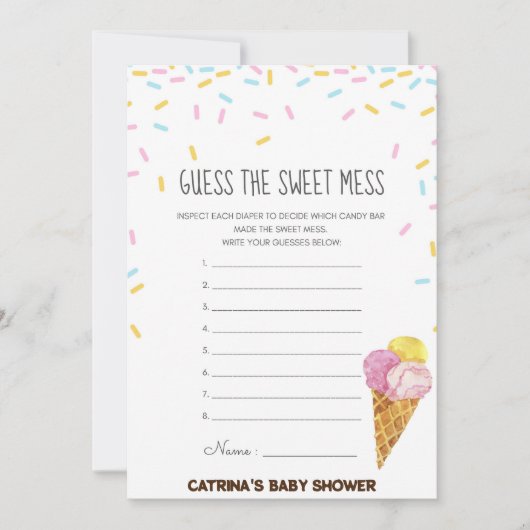 Eiscreme Sprinkle Babydusche - bearbeitungsbarer N Einladung (Vorderseite)