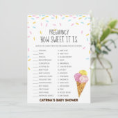 Eiscreme Sprinkle Babydusche - bearbeitungsbarer N Einladung (Stehend Vorderseite)