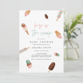 Eiscreme Sprinkle Mint Pink Summer Baby Dusche Einladung (Stehend Vorderseite)