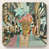 Eiscreme-Sprinklen Getränkeuntersetzer (Vorderseite)