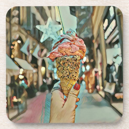 Eiscreme-Sprinklen Getränkeuntersetzer (Vorderseite)